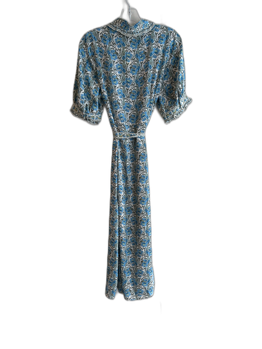 Max Studio Size M Blue Polyester Collared Button Down Short Puff Sleeve Dress Blue / M