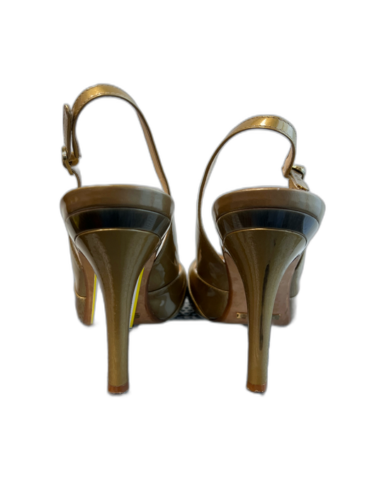 Cole Haan Shoe Size 9.5 Gold Tone Leather Cross Over Open Toe & Heel Shoes Gold Tone / 9.5