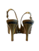 Cole Haan Shoe Size 9.5 Gold Tone Leather Cross Over Open Toe & Heel Shoes Gold Tone / 9.5