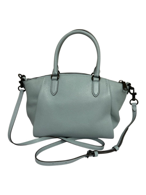 Coach Light Blue Pebble Leather Loafer Zip Close Satchel Detachable Strap Bag Light Blue / Medium