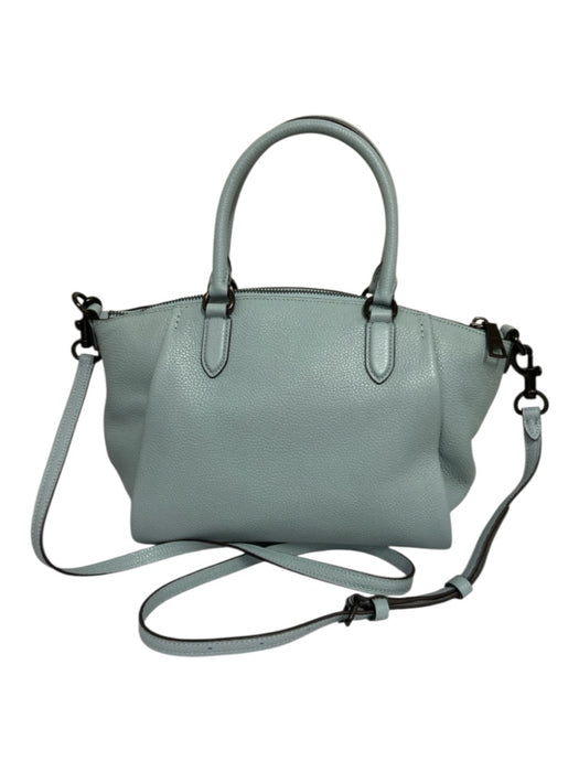 Coach Light Blue Pebble Leather Loafer Zip Close Satchel Detachable Strap Bag Light Blue / Medium