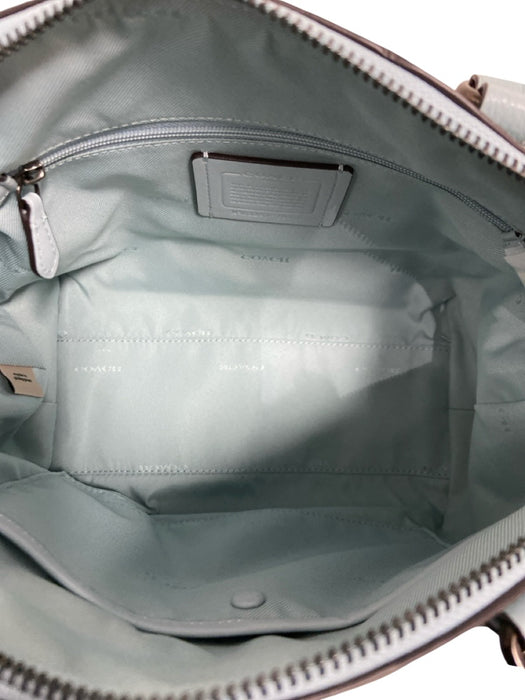Coach Light Blue Pebble Leather Loafer Zip Close Satchel Detachable Strap Bag Light Blue / Medium
