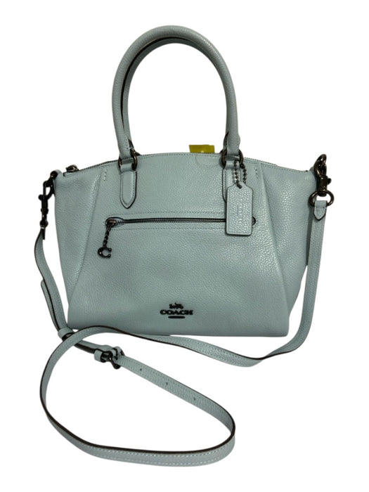 Coach Light Blue Pebble Leather Loafer Zip Close Satchel Detachable Strap Bag Light Blue / Medium
