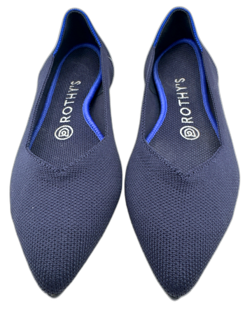 Rothy's Shoe Size 6.5 Navy & Blue Synthetic Knit Pointed Toe Rubber Sole Flats Navy & Blue / 6.5