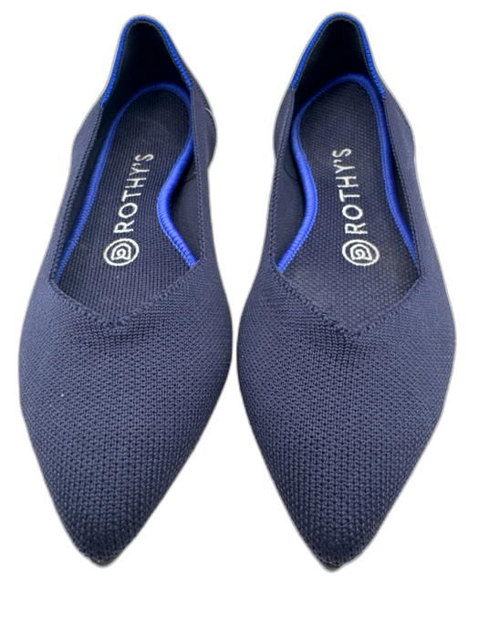 Rothy's Shoe Size 6.5 Navy & Blue Synthetic Knit Pointed Toe Rubber Sole Flats Navy & Blue / 6.5