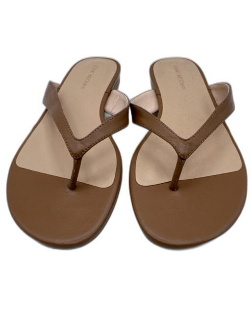 Stuart Weitzman Shoe Size 6 Brown Leather Round Toe Slide Thong Sandals Brown / 6