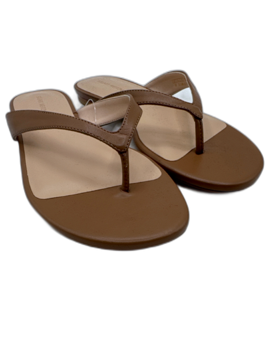 Stuart Weitzman Shoe Size 6 Brown Leather Round Toe Slide Thong Sandals Brown / 6
