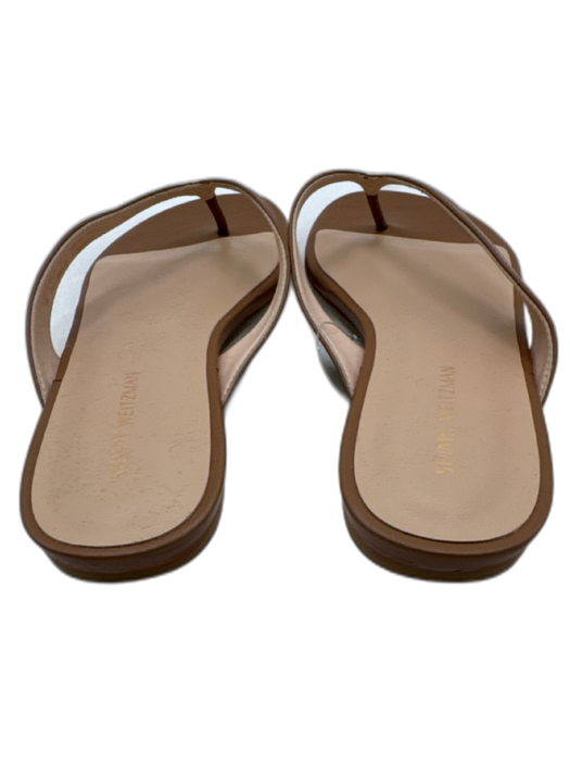 Stuart Weitzman Shoe Size 6 Brown Leather Round Toe Slide Thong Sandals Brown / 6