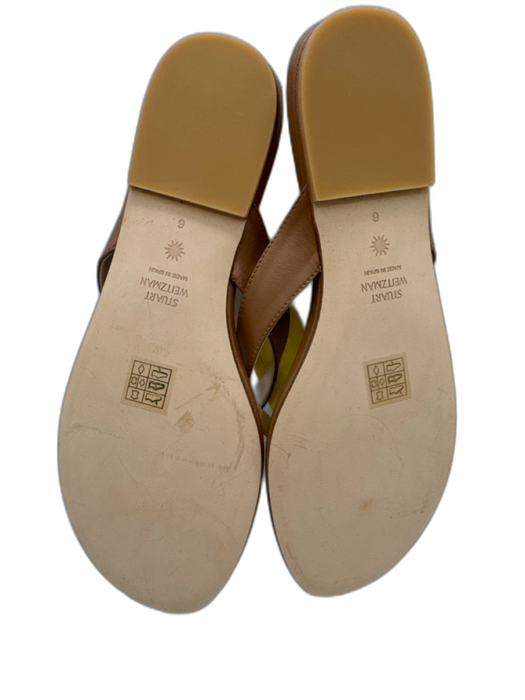 Stuart Weitzman Shoe Size 6 Brown Leather Round Toe Slide Thong Sandals Brown / 6