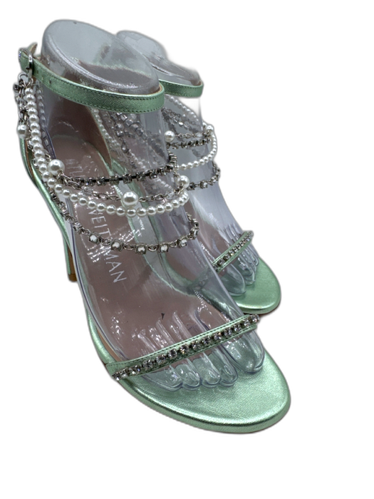 Stuart Weitzman Shoe Size 6 Light Green Leather Round Toe Thong Sandals Light Green / 6