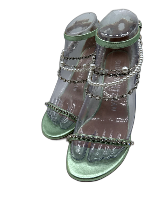 Stuart Weitzman Shoe Size 6 Light Green Leather Round Toe Thong Sandals Light Green / 6