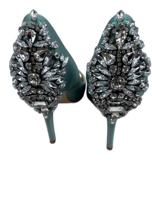 Badgley Mischka Shoe Size 6 Light Blue Satin Letter Peep Toe Pumps Light Blue / 6