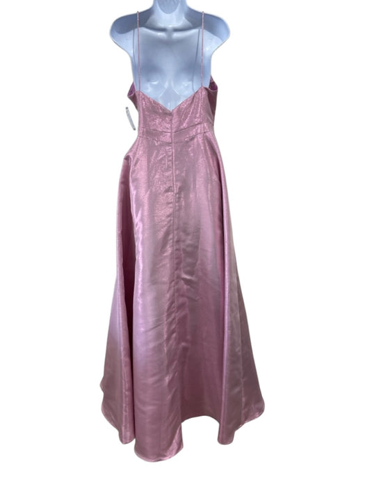Jovani Size 14 Pink Polyester Spaghetti Strap Metallic Thread A Line Gown Pink / 14