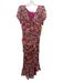 ASTR Size M Pink & Multi Polyester Abstract Floral Ruffle Cap Sleeve Dress Pink & Multi / M