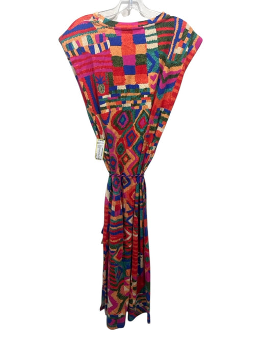 Farm Rio Size L Multi Cotton Geometric Pattern Sleeveless Shoulder Pads Dress Multi / L