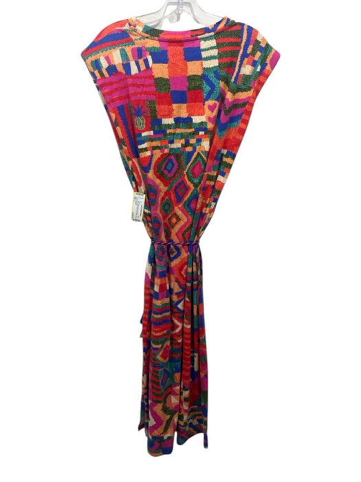 Farm Rio Size L Multi Cotton Geometric Pattern Sleeveless Shoulder Pads Dress Multi / L