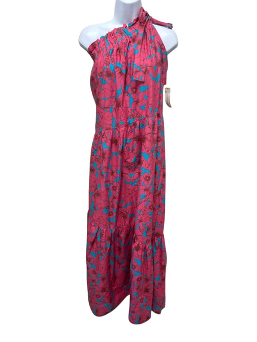 XiRENA Size L Pink & blue Cotton One Shoulder Tie Shoulder Floral Tiered Dress Pink & blue / L