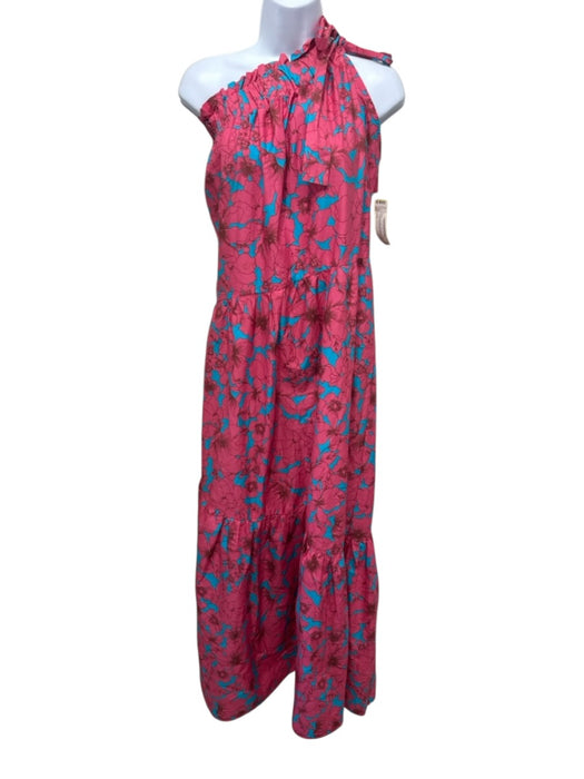 XiRENA Size L Pink & blue Cotton One Shoulder Tie Shoulder Floral Tiered Dress Pink & blue / L
