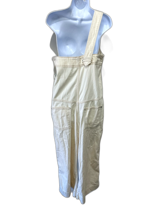 Pilcro Size S Cream Cotton Denim Sleeveless Contrast Stitch Wide Leg Jumpsuit Cream / S