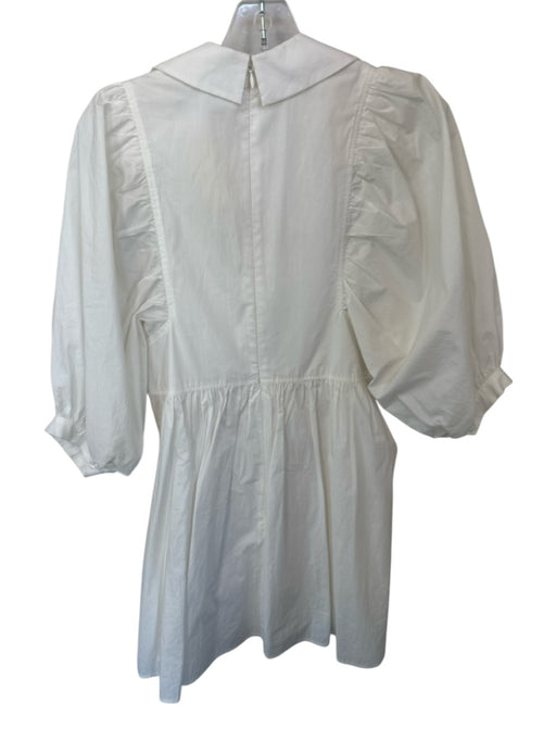 Hunter Bell Size XS White Cotton 3/4 Balloon Sleeve Collar V Neck Back Zip Dress White / XS
