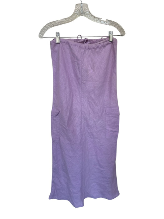 Faithful The Brand Size 2 Purple Linen Strapless Maxi Cargo Pockets Skirt Set Purple / 2