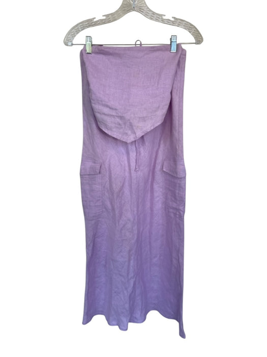 Faithful The Brand Size 2 Purple Linen Strapless Maxi Cargo Pockets Skirt Set Purple / 2