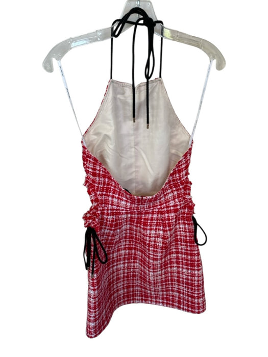 Self-Portrait Size 2 Red & Black Cotton Blend Tweed Cut Out Sides Mini Dress Red & Black / 2
