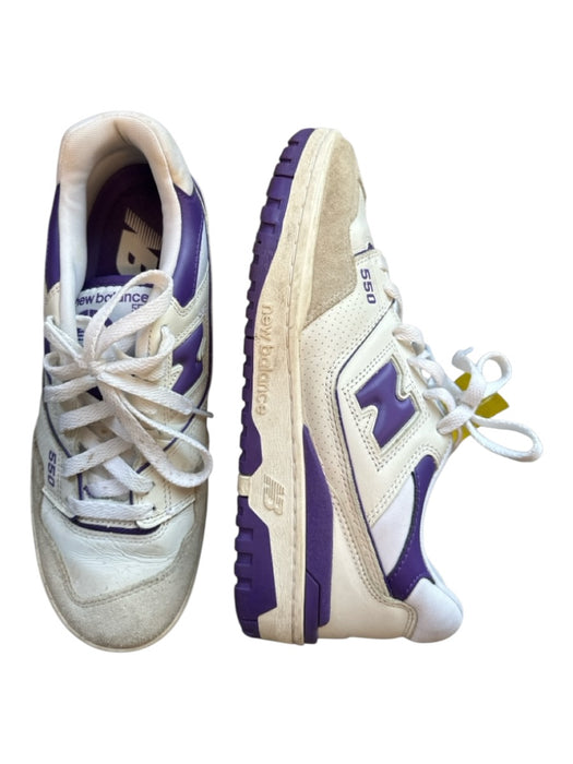 New Balance Shoe Size 7.5 White & Purple Leather Lace Up Athletic Sneakers White & Purple / 7.5
