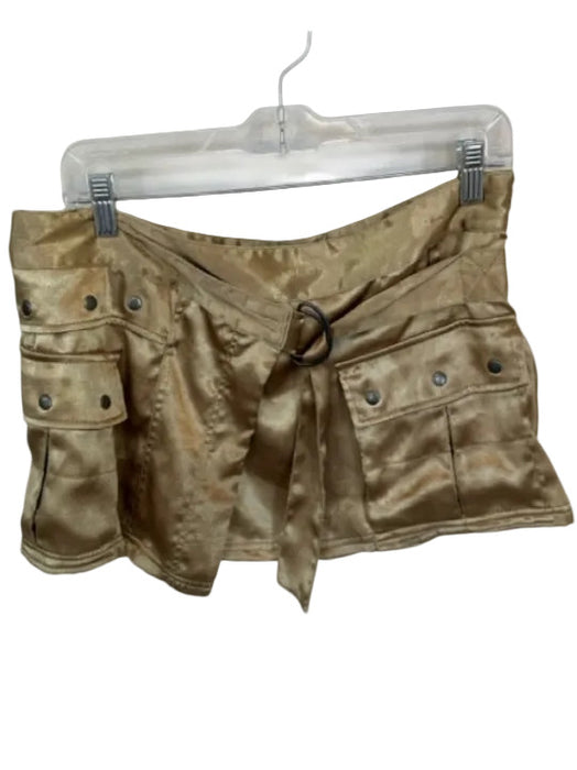 Free People Size 2 Gold Polyester Buckle Cargo Shiny Skirt Gold / 2