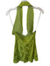 Saulee Size 2 Green Viscose Halter Neck Palm Leaves Back Zip Mini Dress Green / 2