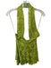 Saulee Size 2 Green Viscose Halter Neck Palm Leaves Back Zip Mini Dress Green / 2