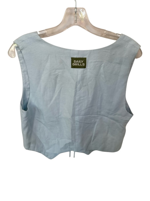 Daily Drills Size XS/S Baby Blue Linen Blend Sleeveless Front Tie Top Baby Blue / XS/S