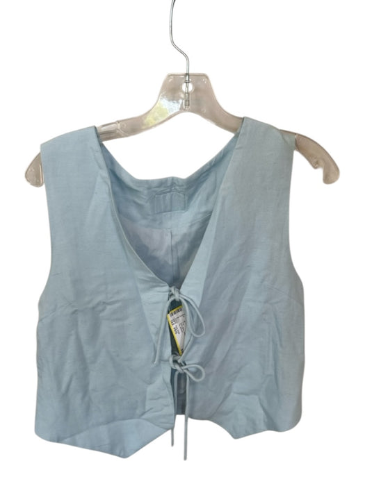 Daily Drills Size XS/S Baby Blue Linen Blend Sleeveless Front Tie Top Baby Blue / XS/S