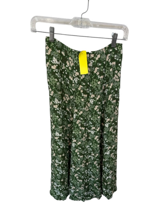 Reformation Size 0 Green & Tan Rayon Back Zip Flowers Maxi Skirt Green & Tan / 0