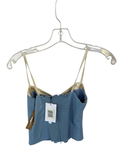 CAARA Size 2/M Blue & Ivory Polyester Blend Spaghetti Strap Corset Top Blue & Ivory / 2/M