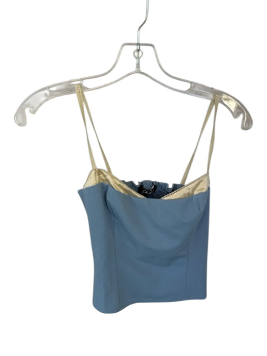CAARA Size 2/M Blue & Ivory Polyester Blend Spaghetti Strap Corset Top Blue & Ivory / 2/M