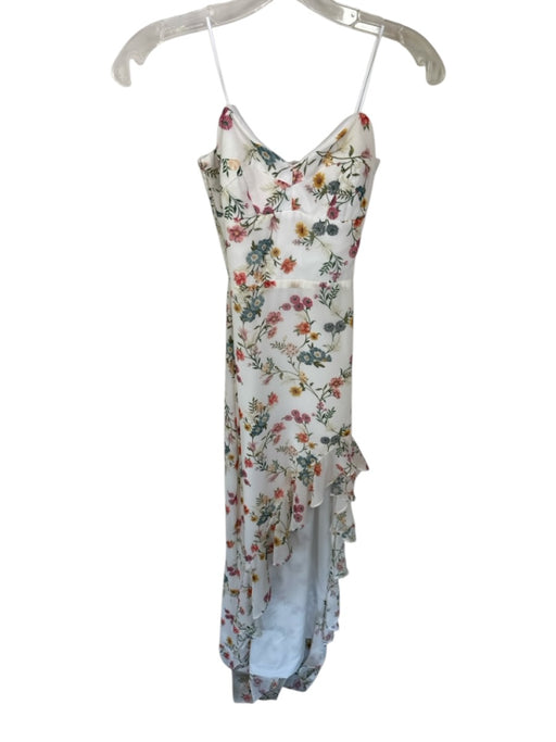 Amanda Uprichard Size XS Cream & Multi Polyester Strapless Botanical slit Gown Cream & Multi / XS
