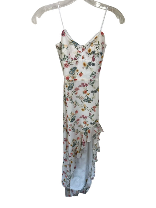 Amanda Uprichard Size XS Cream & Multi Polyester Strapless Botanical slit Gown Cream & Multi / XS