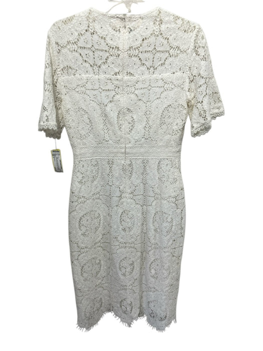 Shoshanna Size 4 White Cotton & Nylon Short Sleeve Crochet Lace Below knee Dress White / 4
