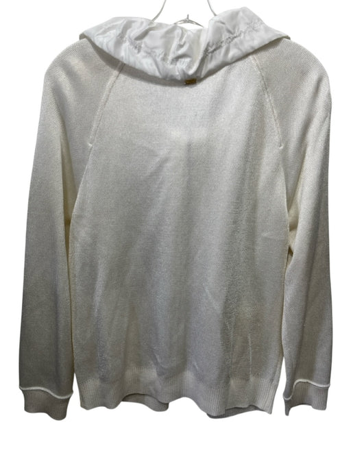 St. John Size M Cream & Gold Rayon Blend Fabric Block Gold Zipper Sweater Cream & Gold / M