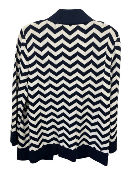 St John Size 12 Navy & white No Fabric Tag One Button Chevron Knit Sweater Navy & white / 12