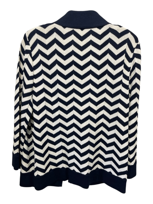 St John Size 12 Navy & white No Fabric Tag One Button Chevron Knit Sweater Navy & white / 12