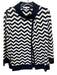 St John Size 12 Navy & white No Fabric Tag One Button Chevron Knit Sweater Navy & white / 12