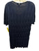 St John Size L Navy Viscose Knit Short Sleeve Hourglass Scoop neck Sweater Navy / L
