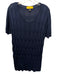 St John Size L Navy Viscose Knit Short Sleeve Hourglass Scoop neck Sweater Navy / L