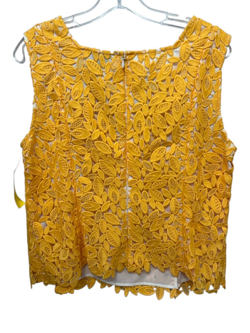Carlisle Collection Size 16 Yellow Polyester Blend Lace Cutout Floral Top Yellow / 16