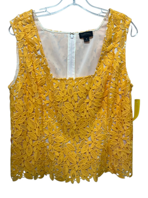 Carlisle Collection Size 16 Yellow Polyester Blend Lace Cutout Floral Top Yellow / 16