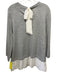 St. John Size L Gray & White Wool & Silk Knit Layered Back Bow Crew Neck Sweater Gray & White / L