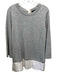 St. John Size L Gray & White Wool & Silk Knit Layered Back Bow Crew Neck Sweater Gray & White / L