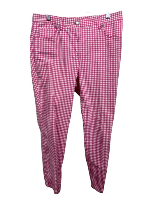 Carlisle Size 16 Pink & White Cotton High Waist Checked 5 Pocket Straight Pants Pink & White / 16